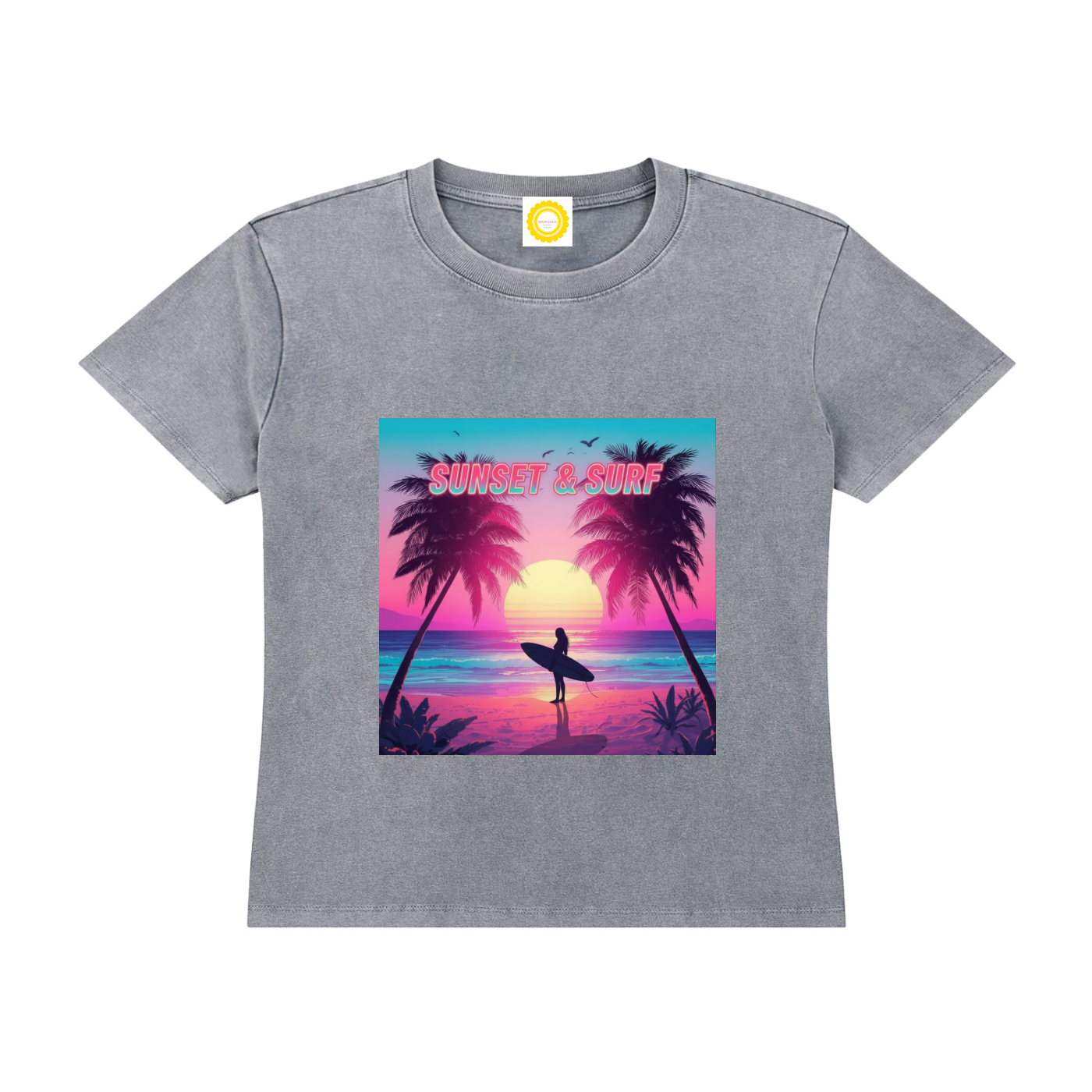 'sunset & surf ' Vintage Wash Drop Shoulder T-shirt - MARIGOLD COLLECTIONS AUSTRALIA