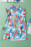 Sky Blue Frilled Collar Floral Vest