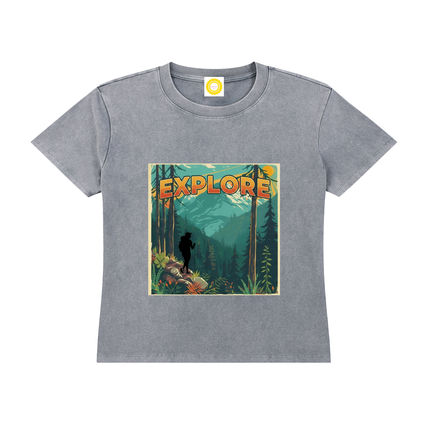 'EXPLORE' Vintage Wash Drop Shoulder T-shirt - MARIGOLD COLLECTIONS AUSTRALIA