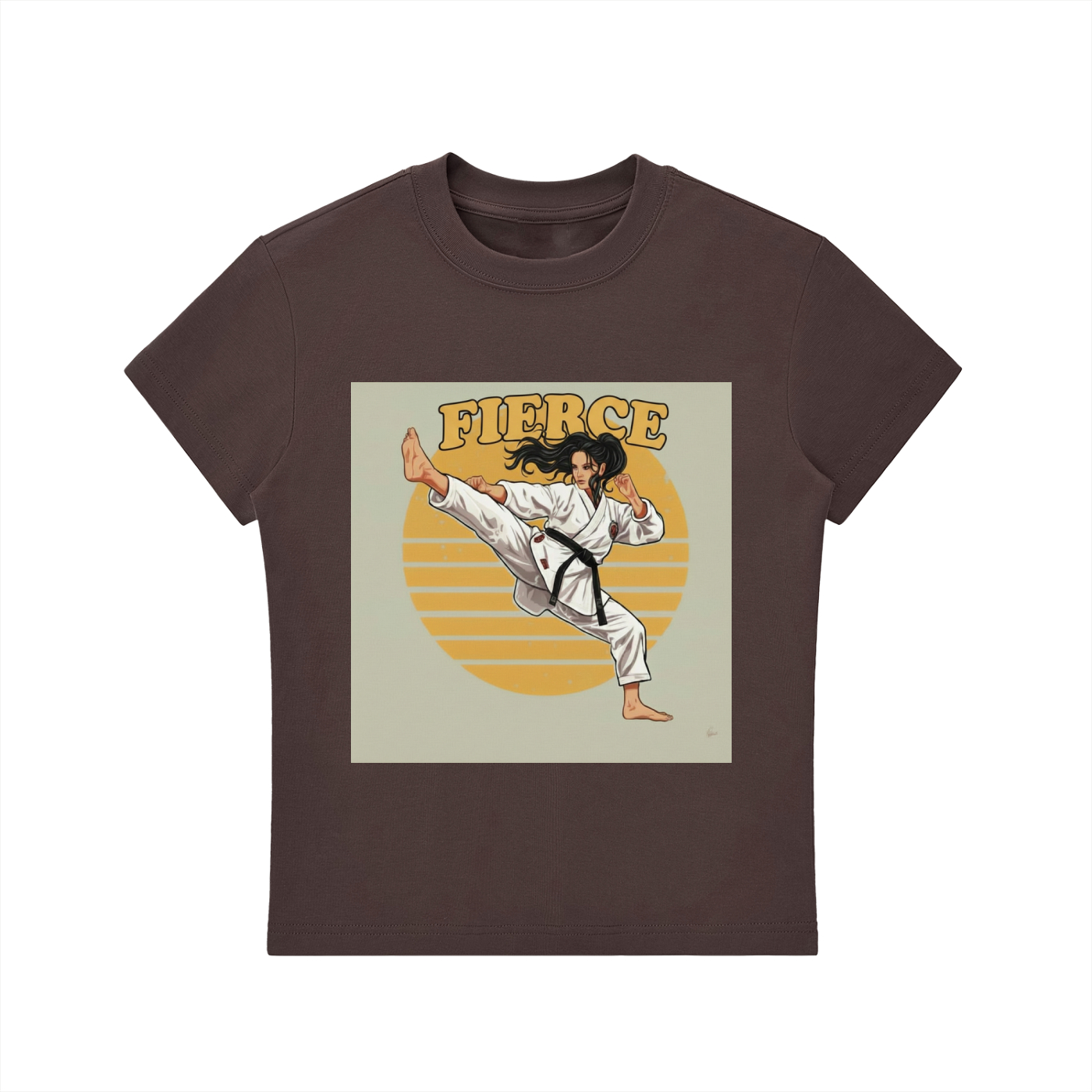 'FIERCE' Essential Bodycon Crewneck T-Shirt