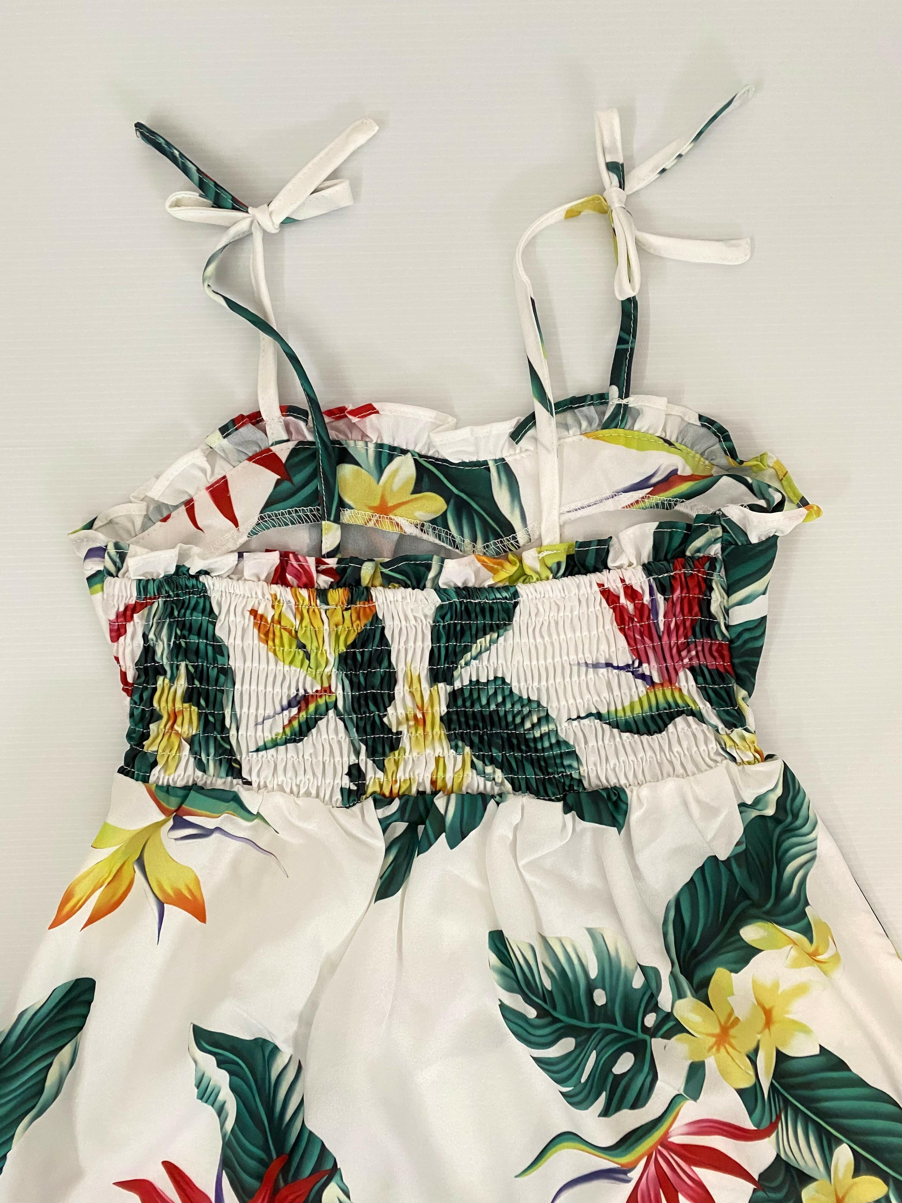 Girls Dress: Birds of Paradise Floral Print Girls Dress