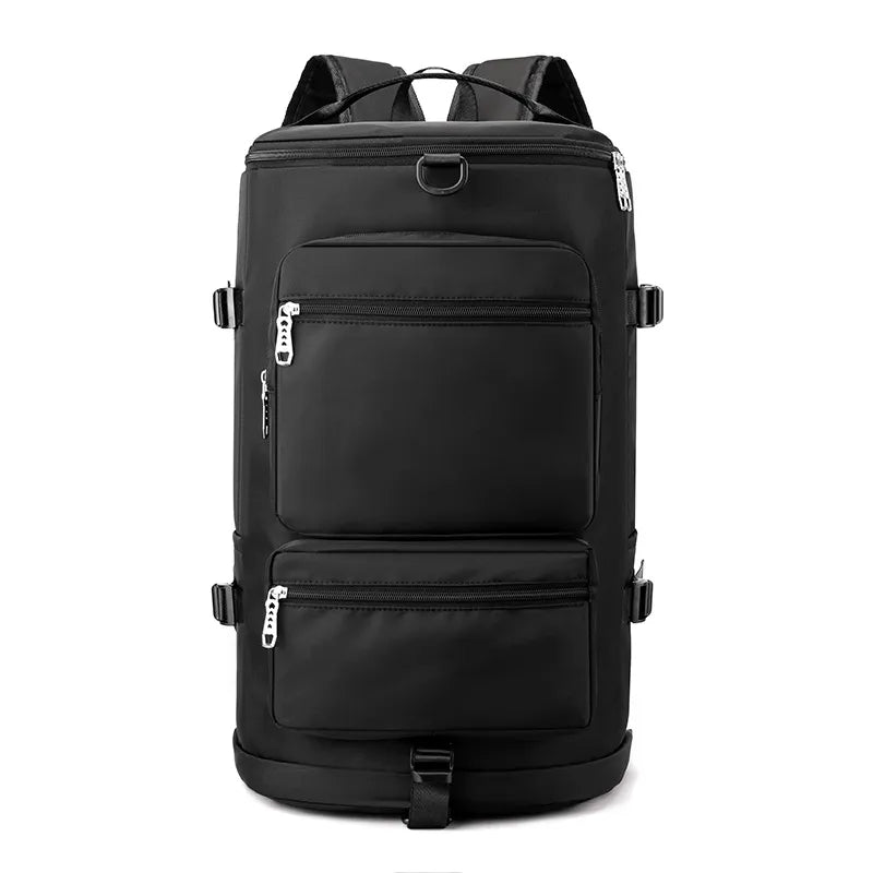 black Multi Pocket Travel Backpack Bag 2