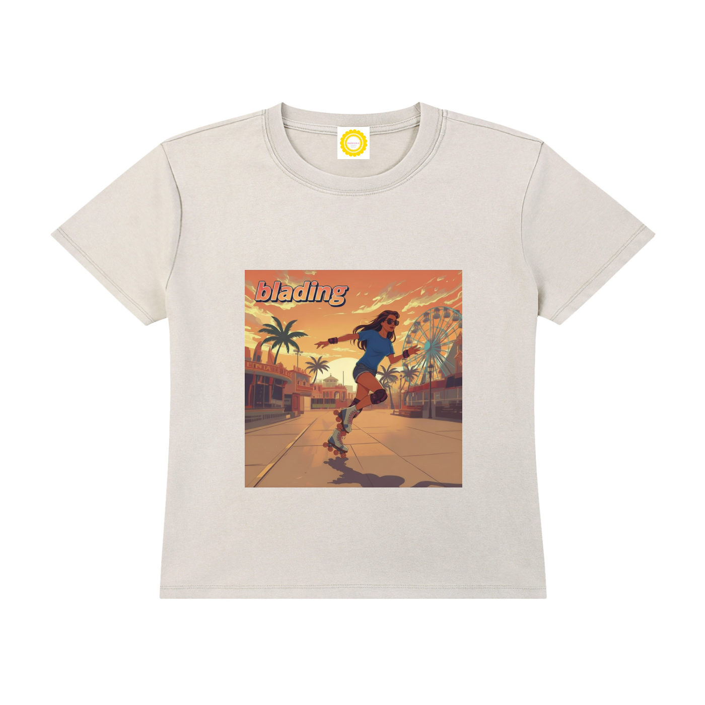 'blading' Vintage Wash Drop Shoulder T-shirt