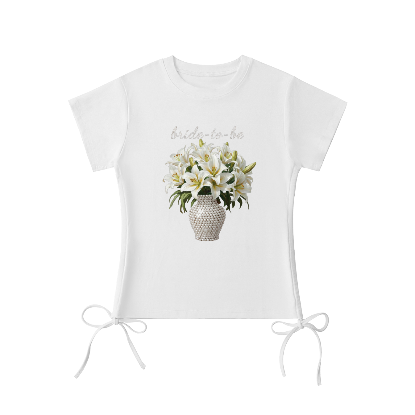 'bride-to-be' pearl & lilies Drawstring T-Shirt