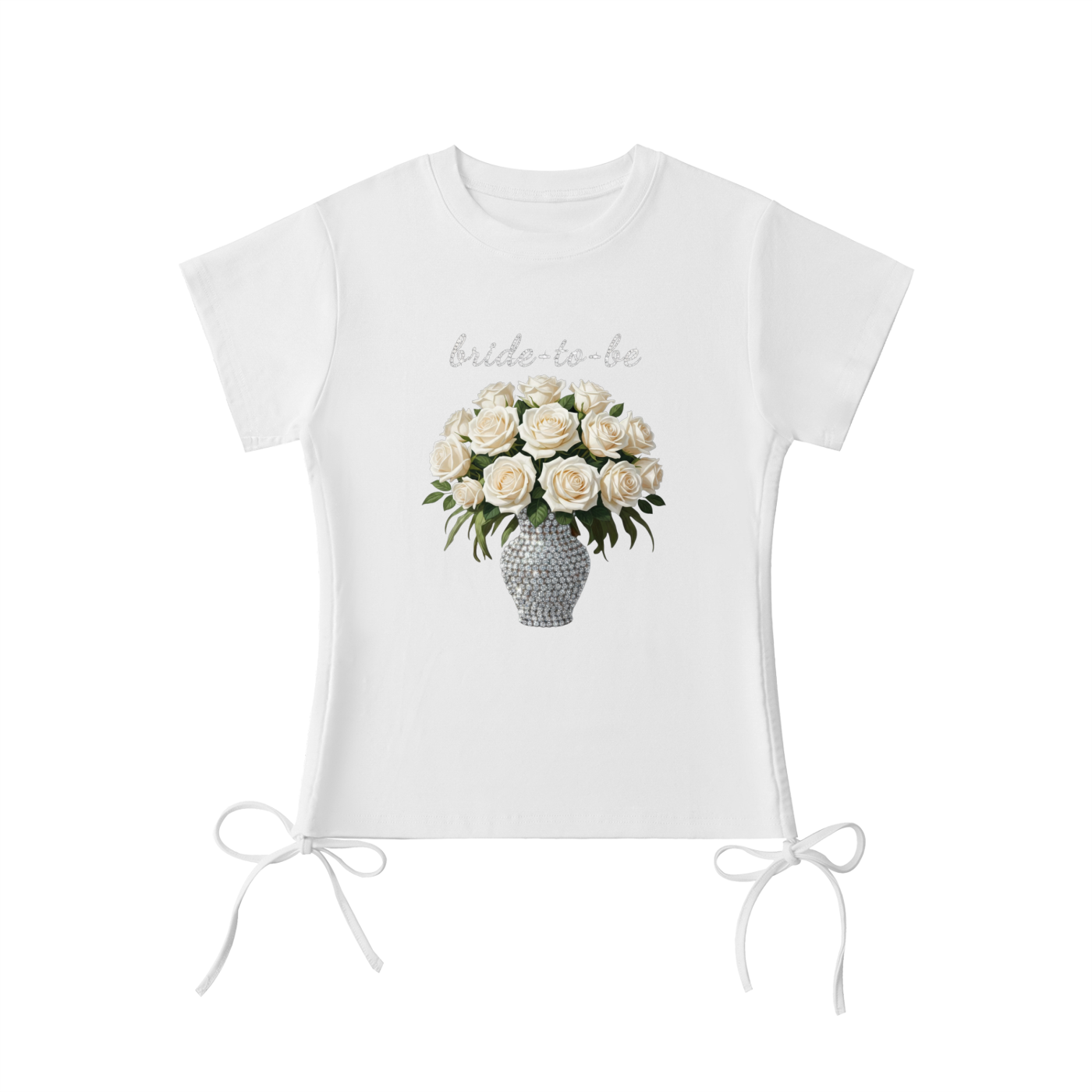 'bride-to-be' white roses Drawstring T-Shirt