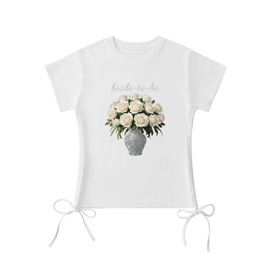 'bride-to-be' white roses Drawstring T-Shirt