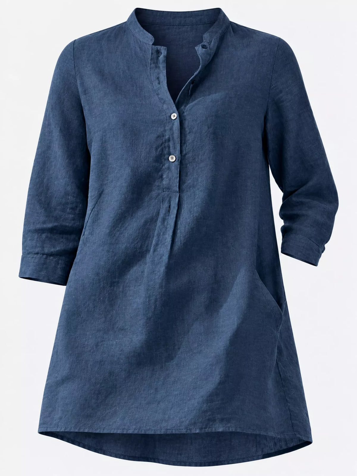 Marigold Collections Australia half-button blouse with pockets, 3/4 sleeves, lightweight fabric, and stylish design.