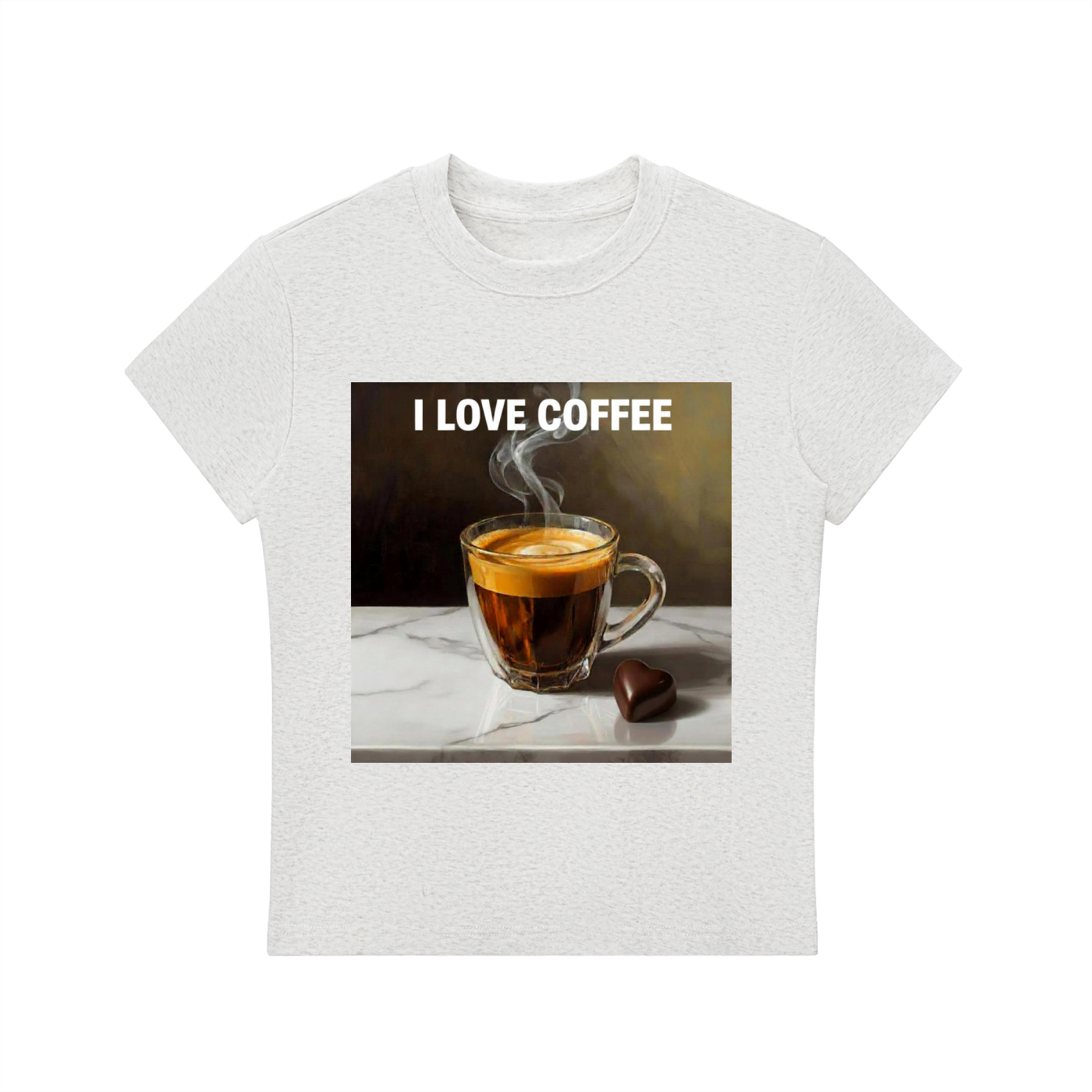 'I LOVE COFFEE' Essential Bodycon Crewneck T-Shirt - MARIGOLD COLLECTIONS AUSTRALIA