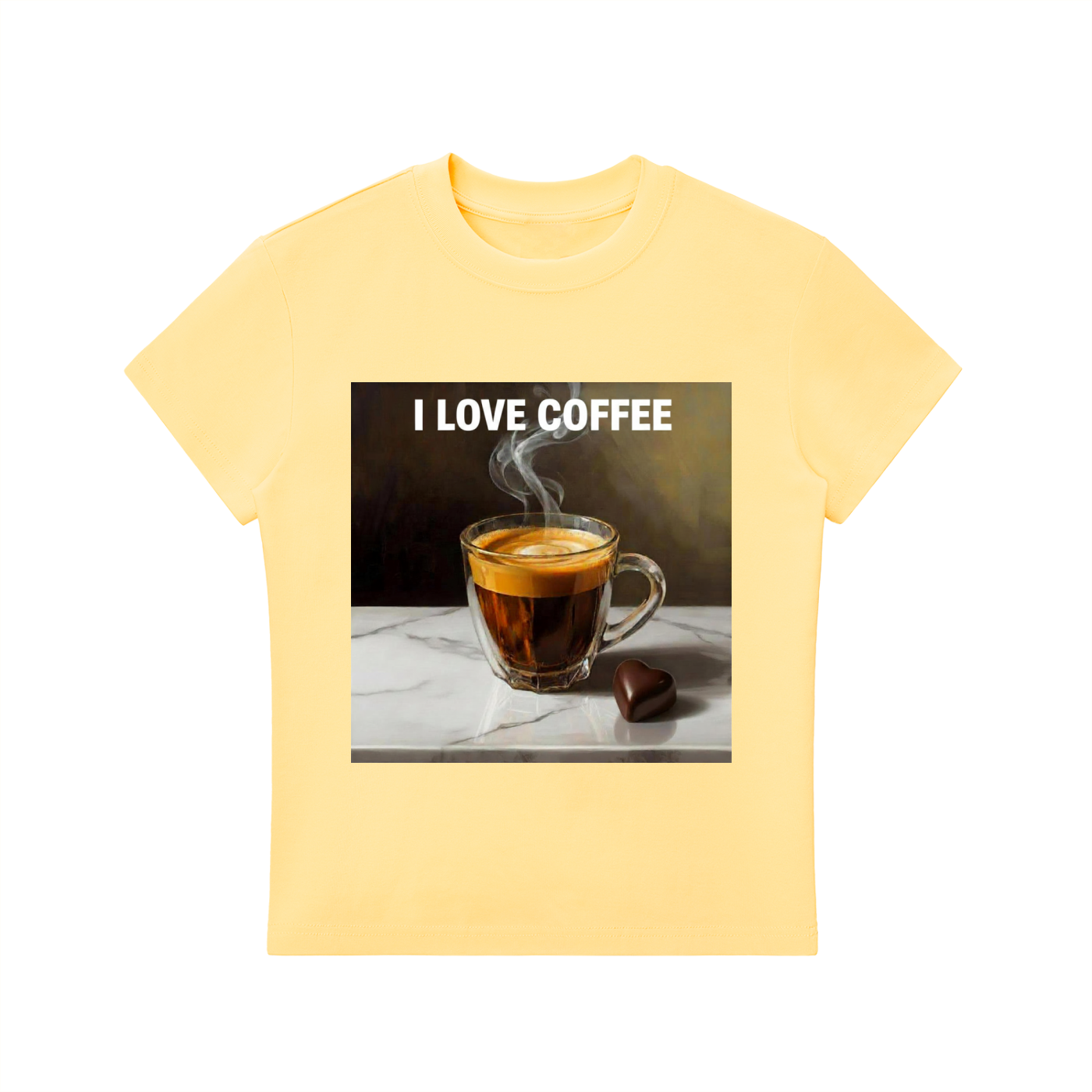 'I LOVE COFFEE' Essential Bodycon Crewneck T-Shirt - MARIGOLD COLLECTIONS AUSTRALIA