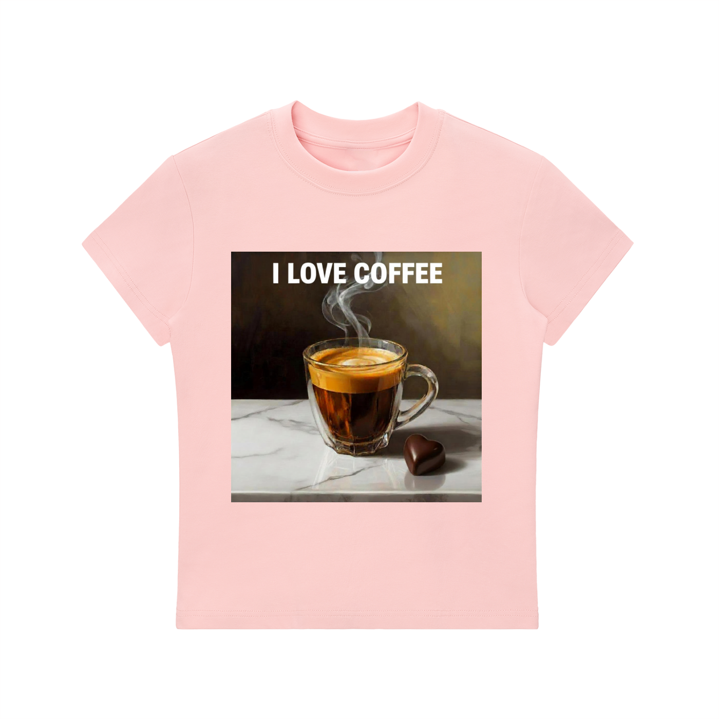 'I LOVE COFFEE' Essential Bodycon Crewneck T-Shirt - MARIGOLD COLLECTIONS AUSTRALIA