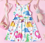 Girls Colourful Dinosaur Print Dress