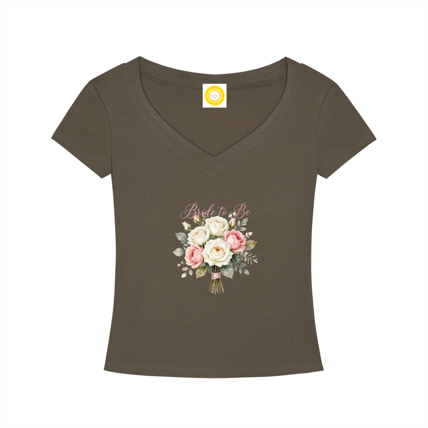 'Bride to be' Posy Tencel Slim Fit V-Neck T-Shirt - MARIGOLD COLLECTIONS AUSTRALIA