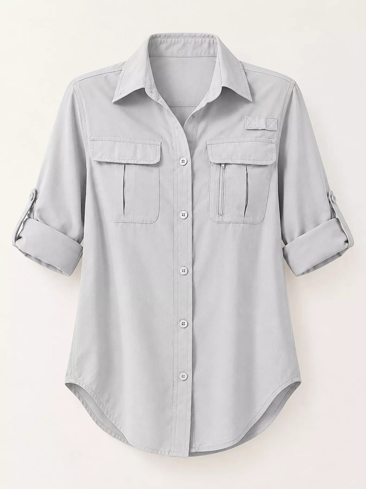 Marigold Collections Australia safari shirt with button-down front and roll-up sleeves, lightweight blouse for casual wear
