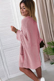 Pink Oversized Fold Over Sleeve Open Front Cardigan