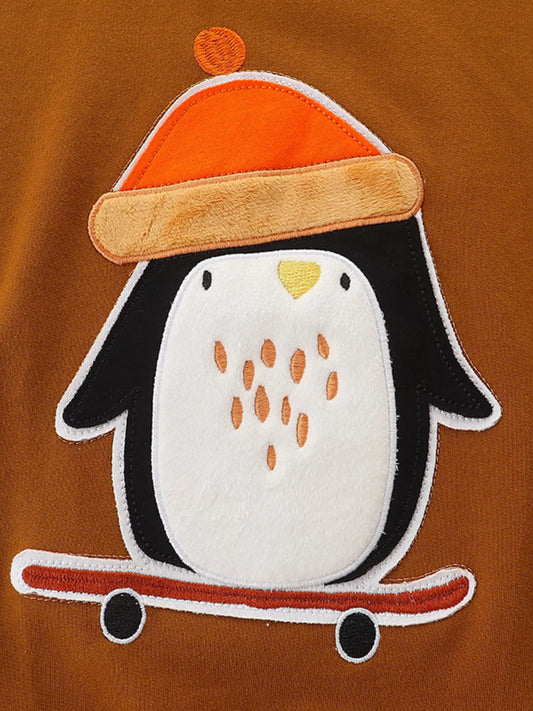 Children's Penguin round neck jumper by Marigold Kids, featuring a cozy knit design with a cute penguin pattern for kids.