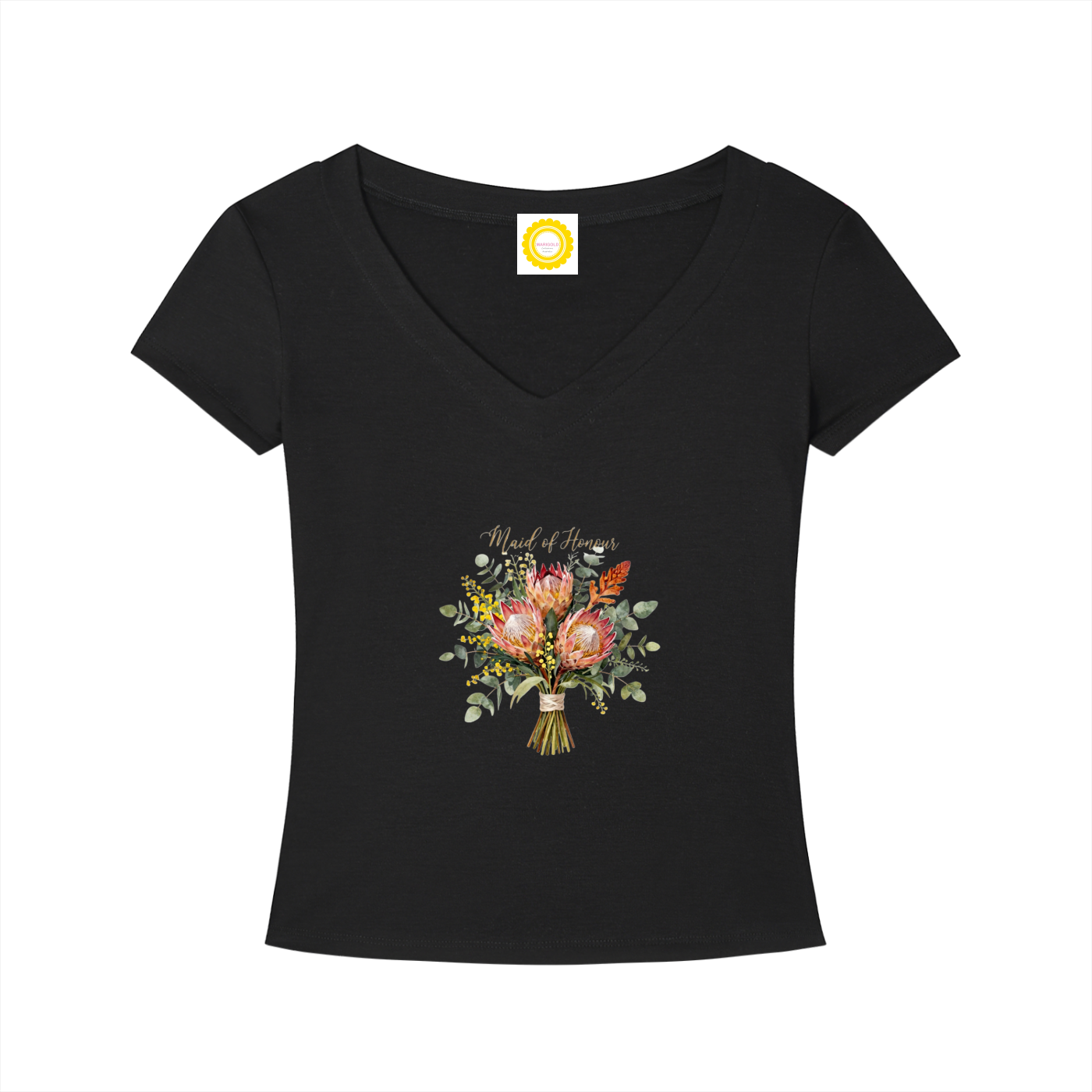 'Maid of Honour' Aussie Posy Tencel Slim Fit V-Neck T-Shirt