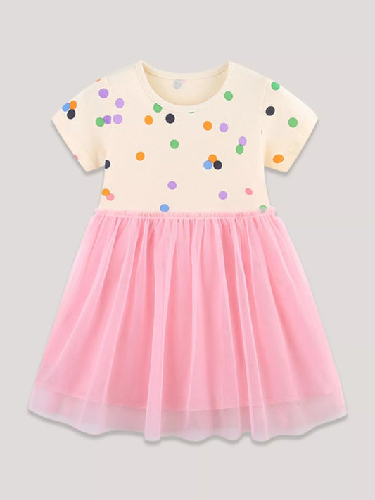 Girls' confetti tulle dress by Marigold Kids featuring colorful, layered tulle fabric with a playful and elegant design.