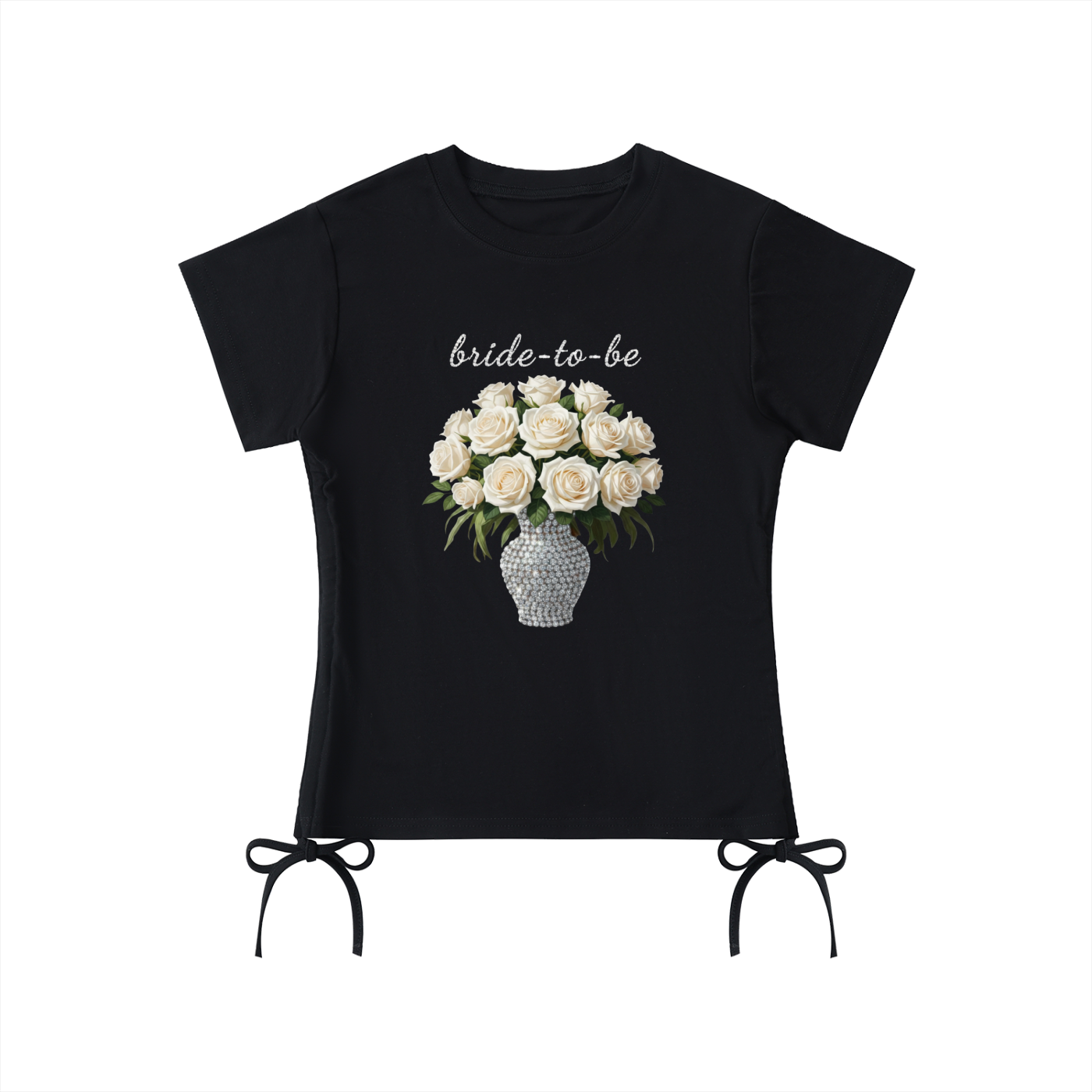 'bride-to-be' white roses & crystal Drawstring T-Shirt - MARIGOLD COLLECTIONS AUSTRALIA
