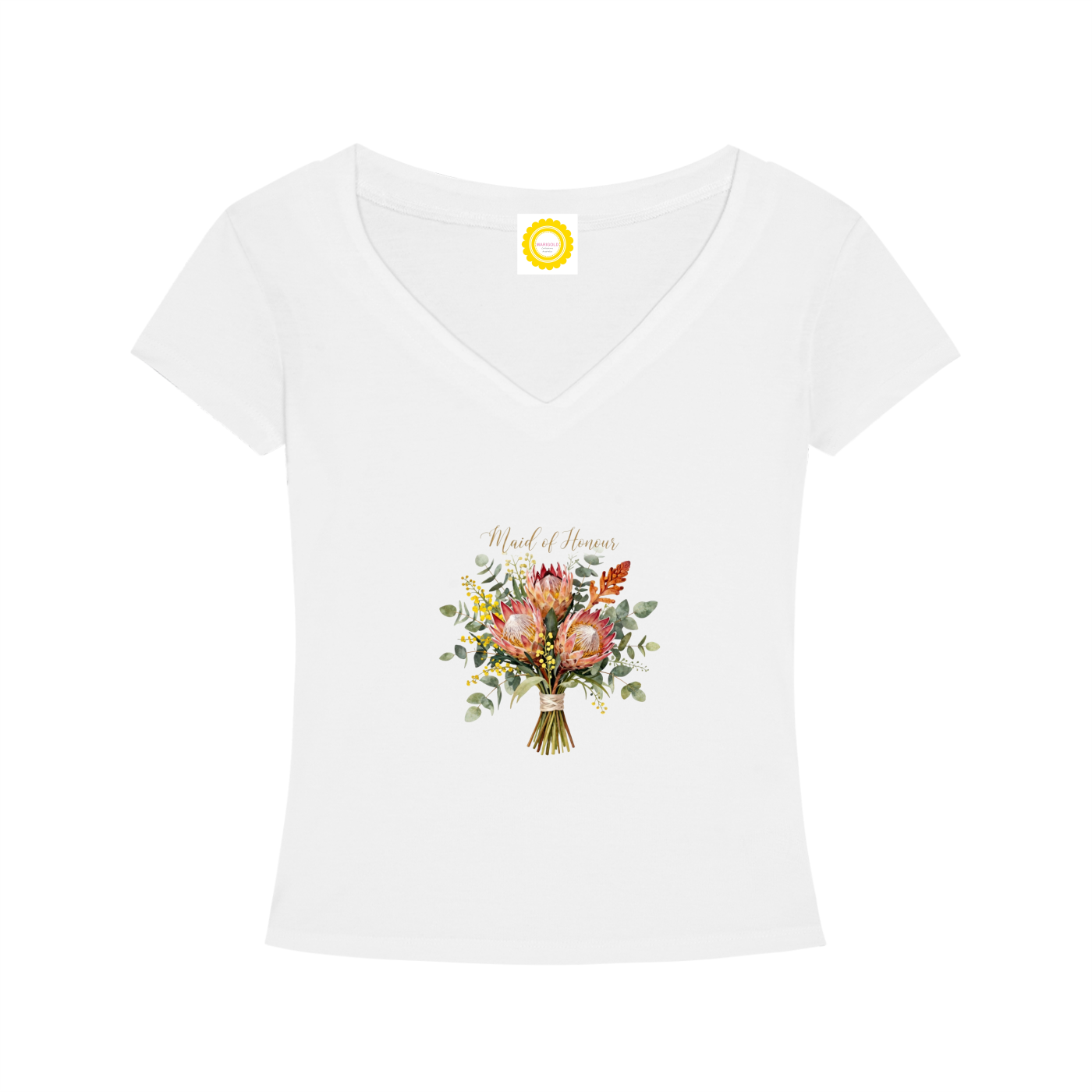 'Maid of Honour' Aussie Posy Tencel Slim Fit V-Neck T-Shirt