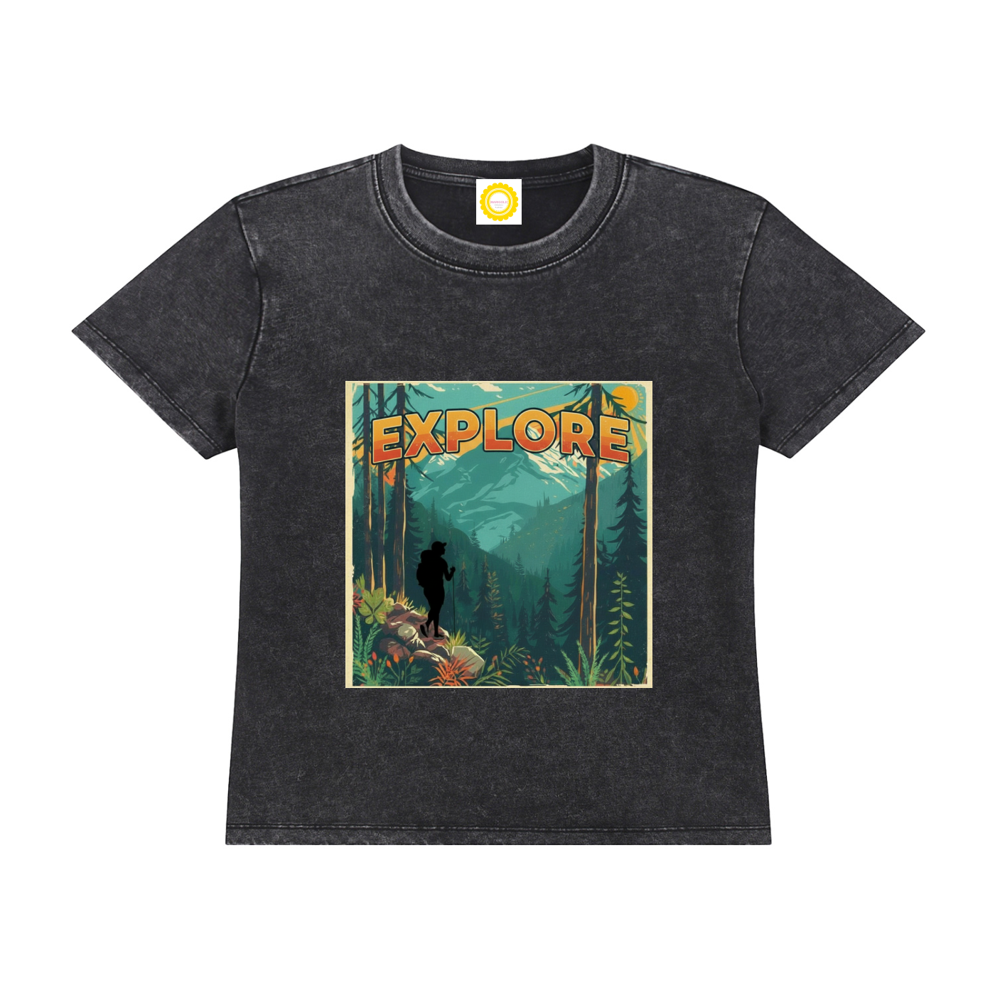 'EXPLORE' Vintage Wash Drop Shoulder T-shirt - MARIGOLD COLLECTIONS AUSTRALIA