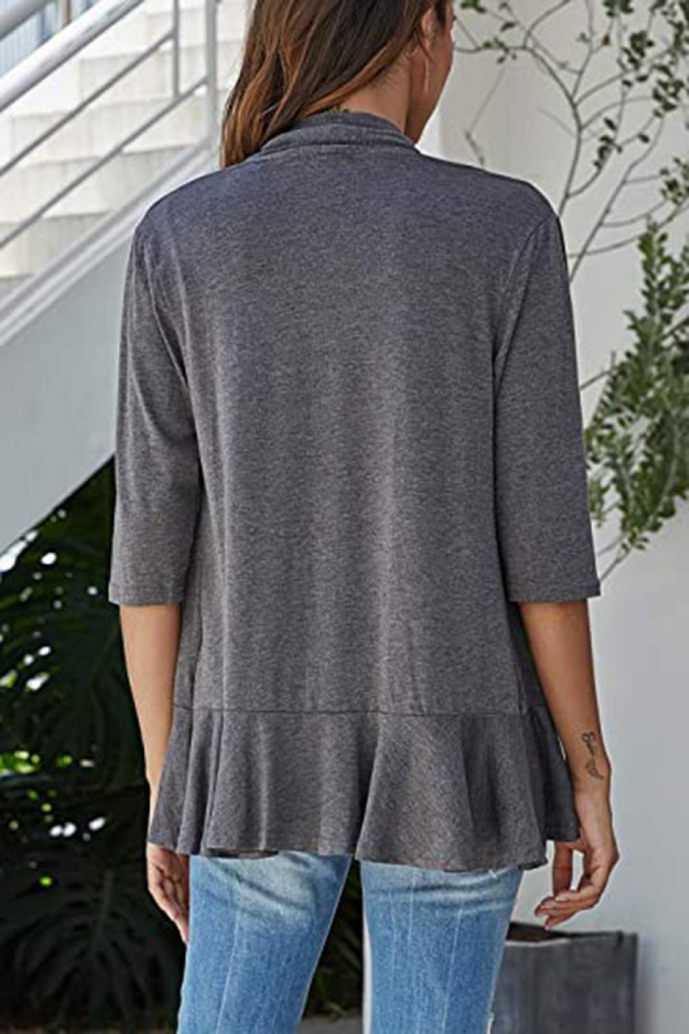 Marigold Collections Australia open front half sleeve cardigan in soft knit, featuring a relaxed fit and versatile style.