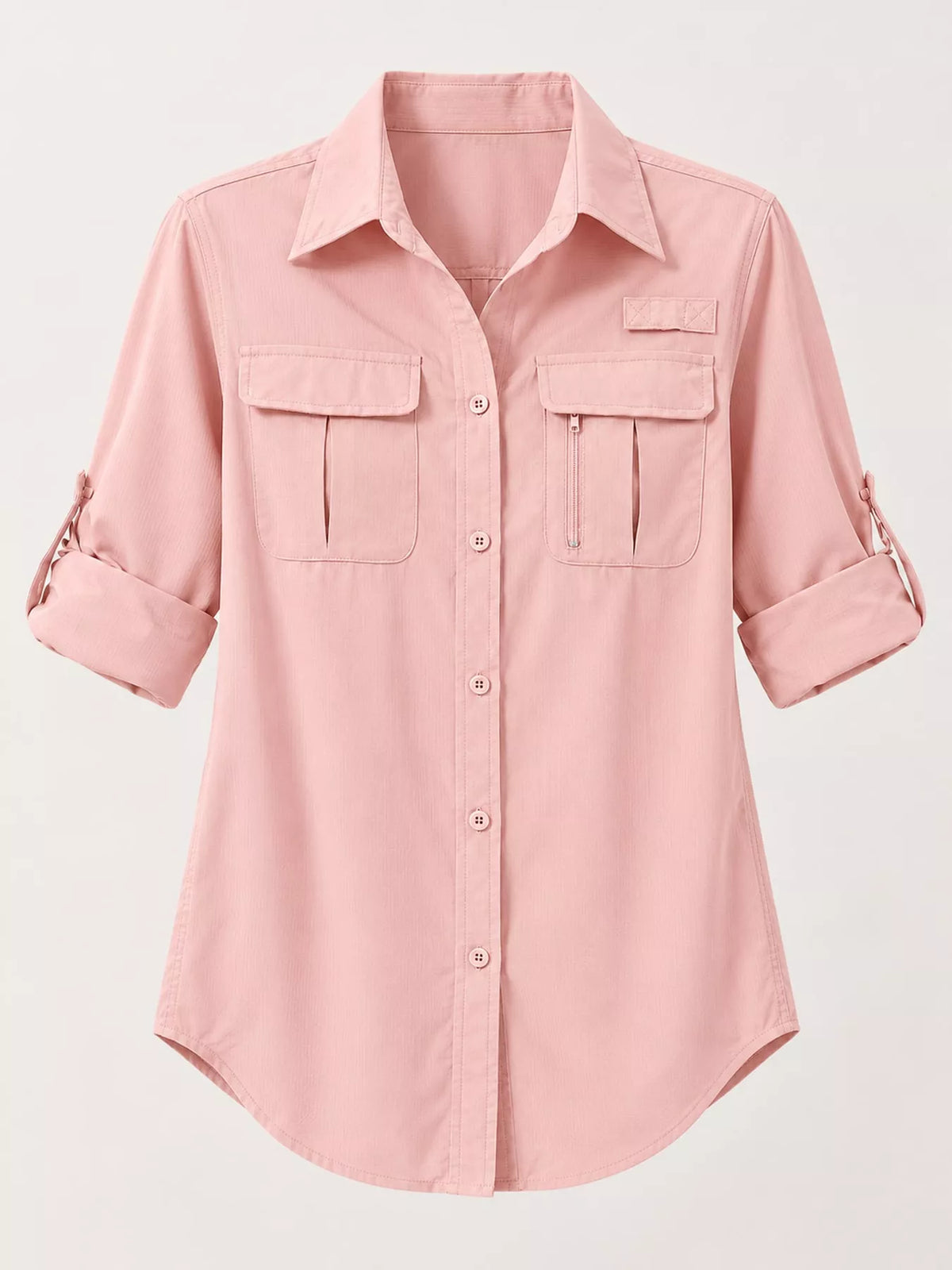 Marigold Collections Australia safari shirt with button-down front and roll-up sleeves, lightweight top for casual wear.