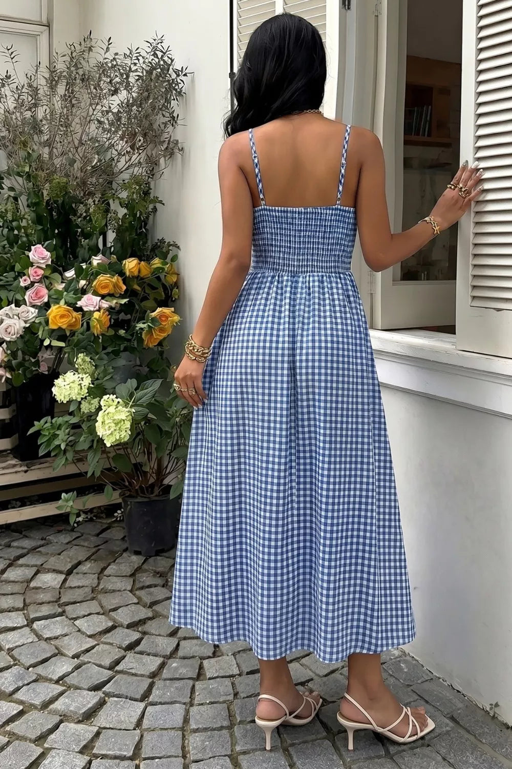 gingham midi dress australia Mimi Blue Gingham Midi Dress