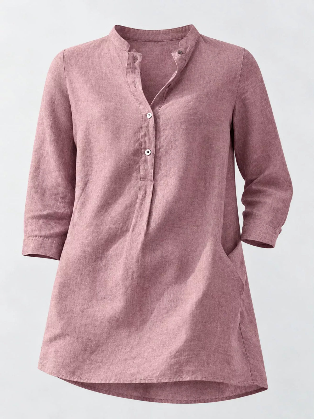 Marigold Collections Australia half button pocketed 3/4 sleeve blouse, soft fabric with front pocket and relaxed fit.
