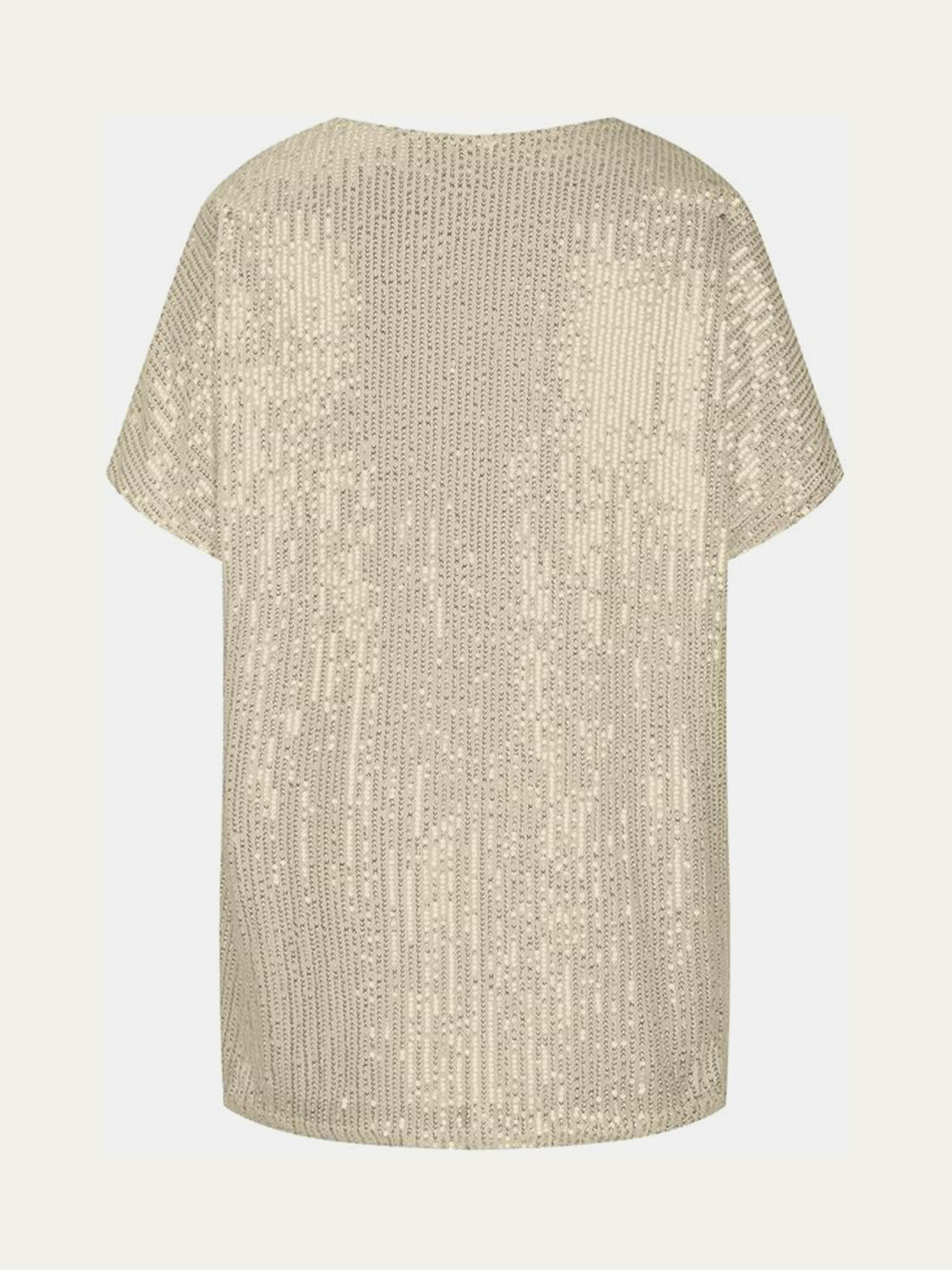 Full Size Sequin V-Neck Short Sleeve Top - MARIGOLD 