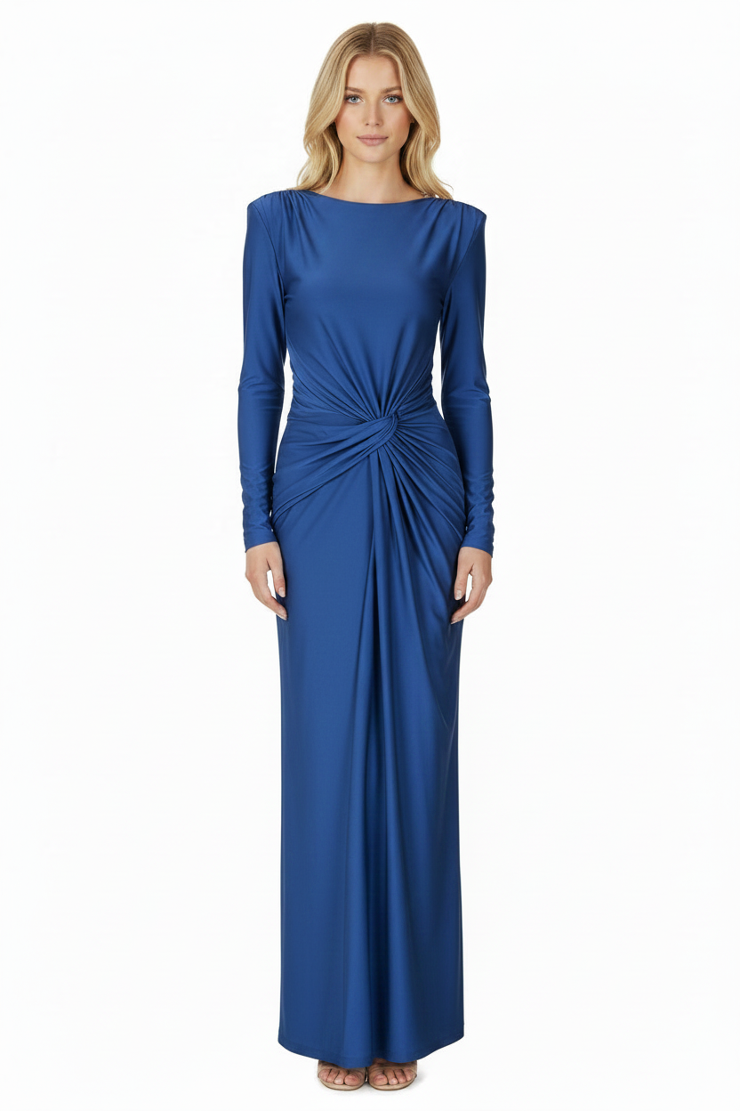 Twist Detail Long Sleeve Maxi Dress