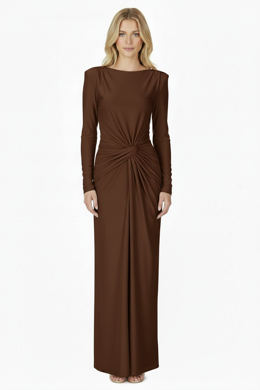 Twist Detail Long Sleeve Maxi Dress