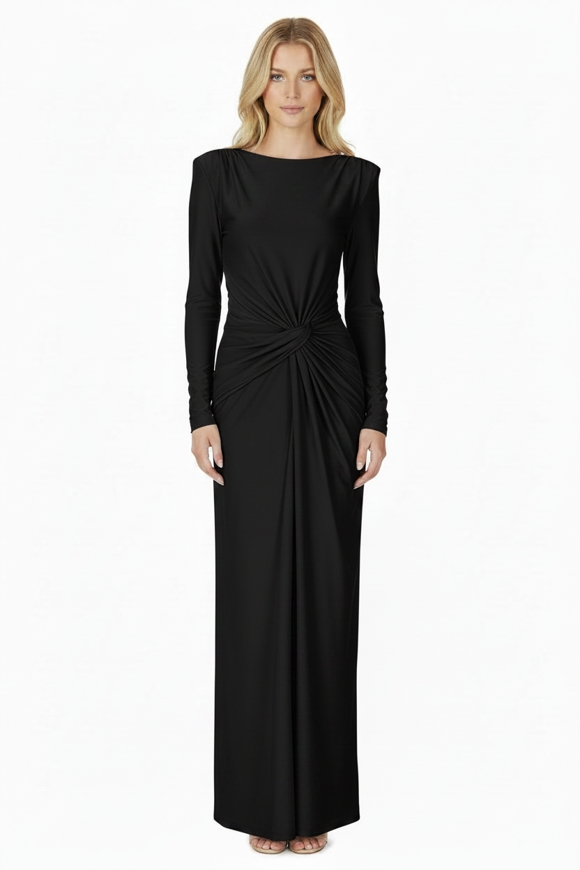 Twist Detail Long Sleeve Maxi Dress
