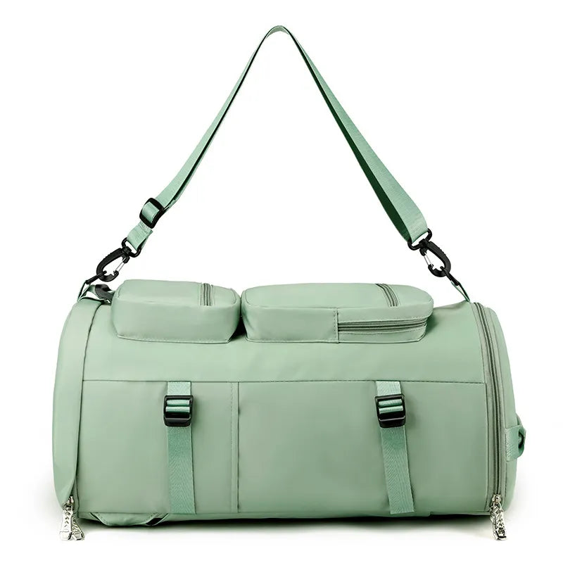 green Multi Pocket Travel Backpack Bag 1