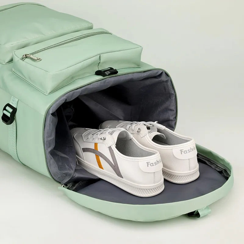 green Multi Pocket Travel Backpack Bag 4