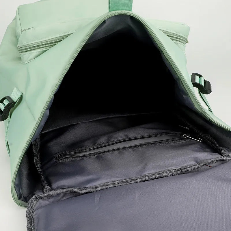 green Multi Pocket Travel Backpack Bag 7