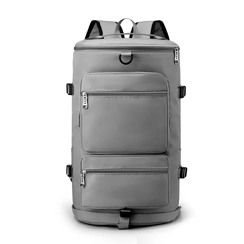 grey Multi Pocket Travel Backpack Bag 1