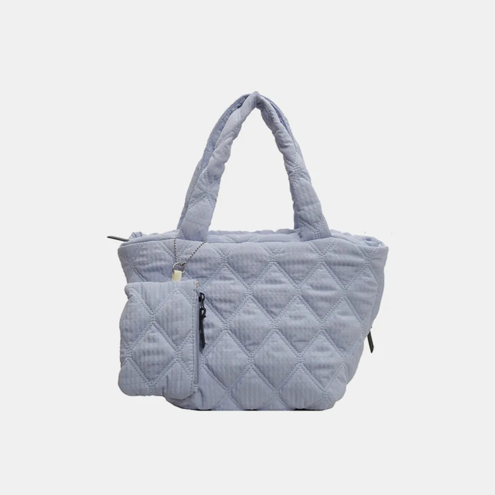 Soft Diamond Medium Tote Bag light blue