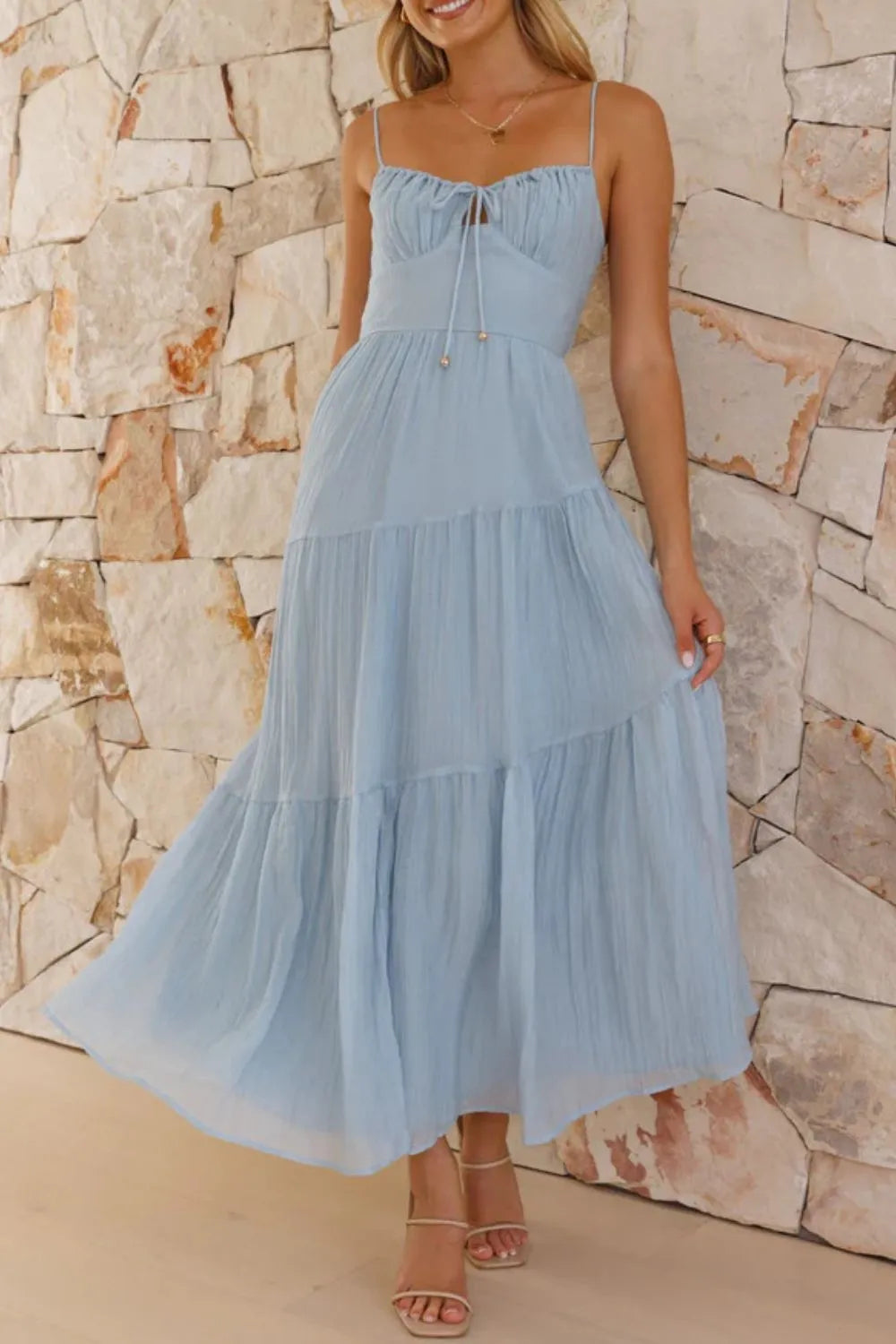 Smocked Back Midi Cami Dress - Elegant Party Dress for Women