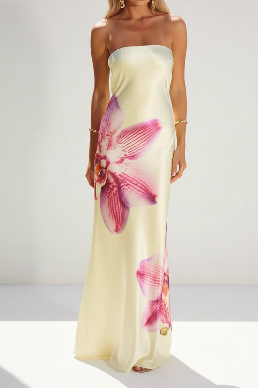 Women's Printed Tube Maxi Dress - Strapless Summer Dress