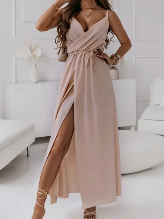 Blush Tied Surplice Sleeveless Midi Cami Dress