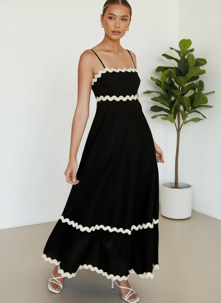 Modern Ric Rac Maxi Dress black