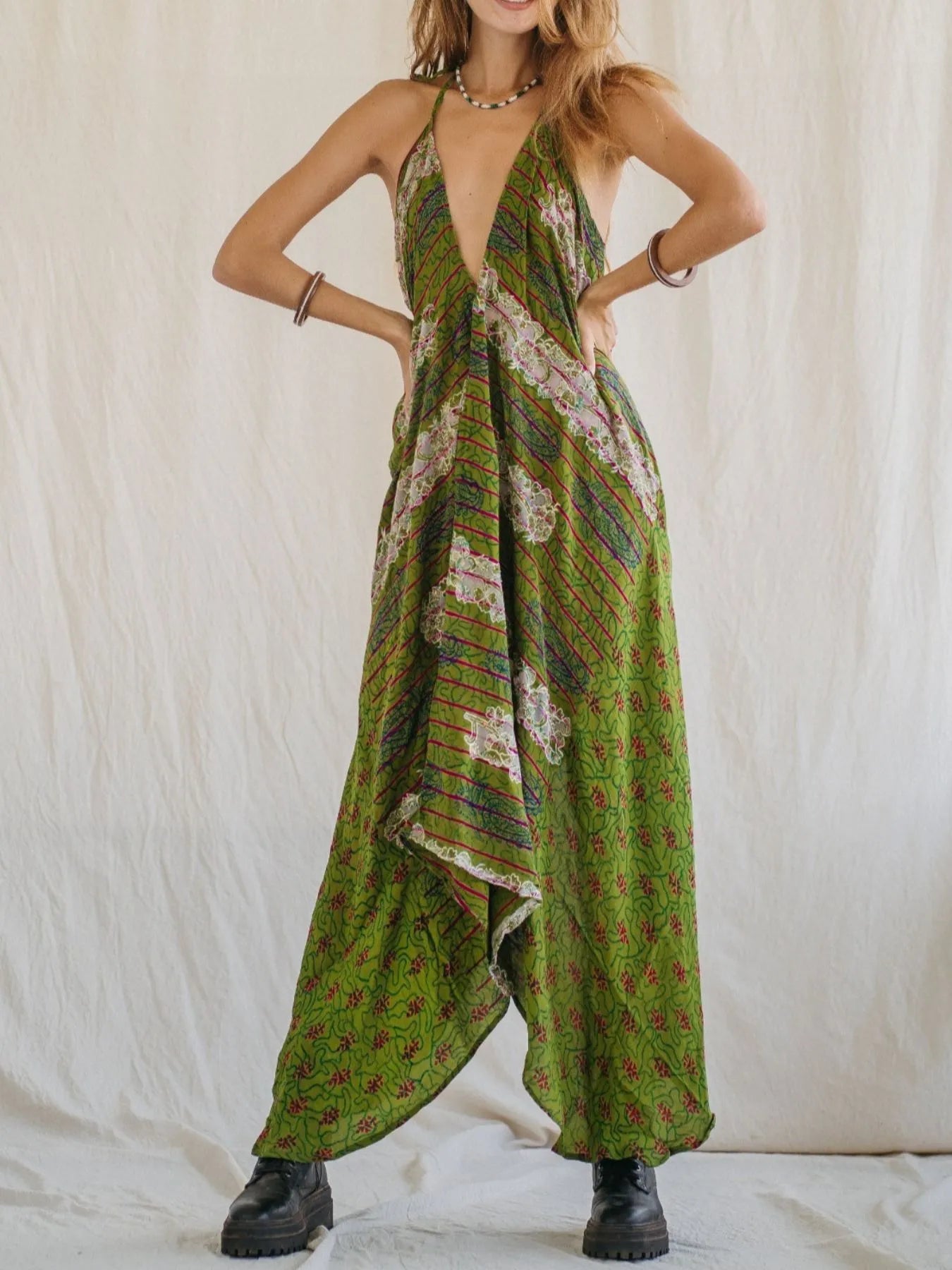 halter neck maxi dresses australia Backless Halter Neck Maxi Dress - Printed Summer Dress for Women
