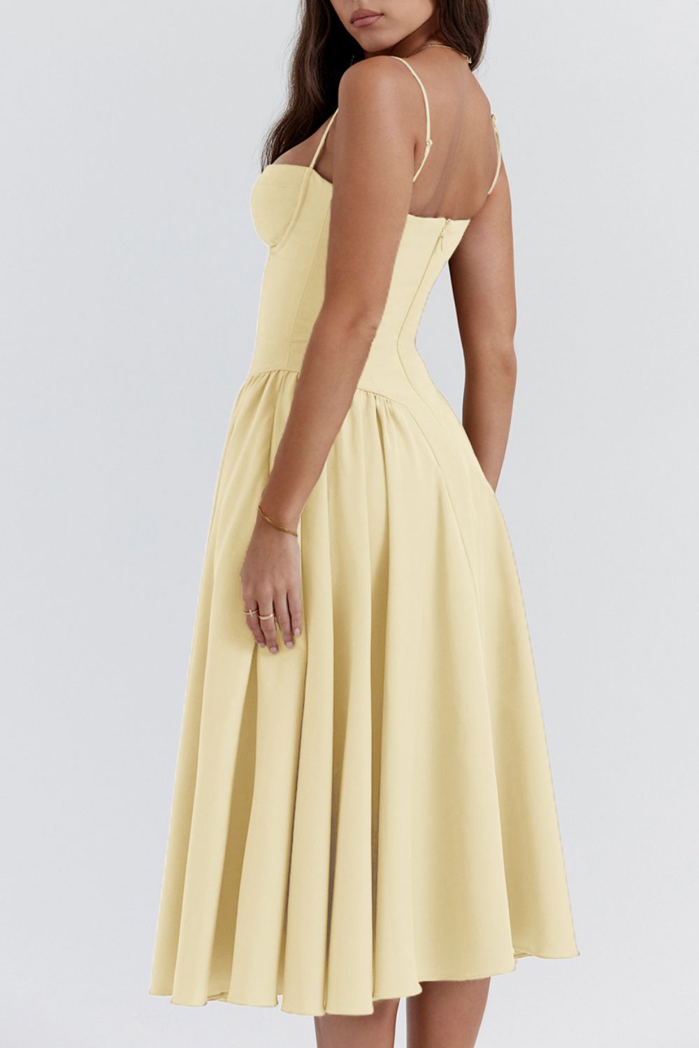Sweetheart Neck Ruched Midi Dress - MARIGOLD 