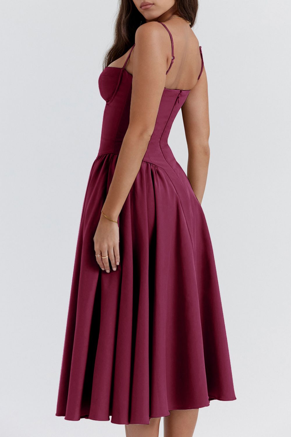 Sweetheart Neck Ruched Midi Dress - MARIGOLD 