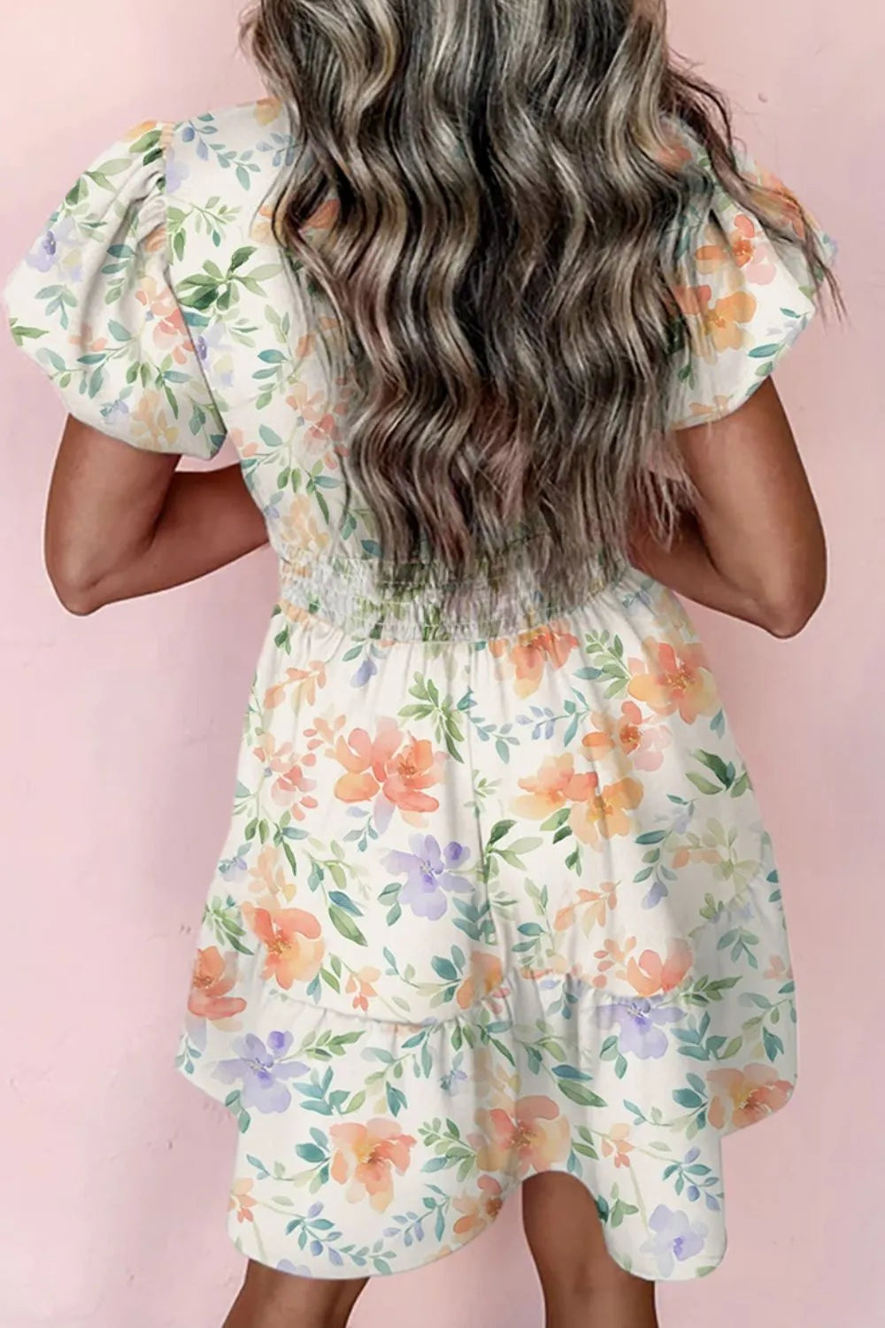 Floral Puff Sleeve Ruffle Hem Mini Dress - MARIGOLD COLLECTIONS AUSTRALIA