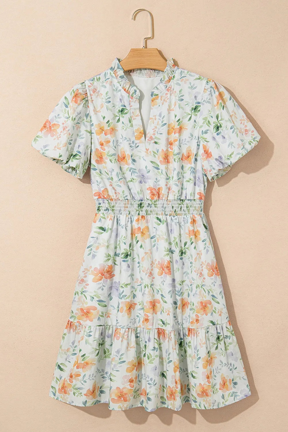 Floral Puff Sleeve Ruffle Hem Mini Dress - MARIGOLD COLLECTIONS AUSTRALIA
