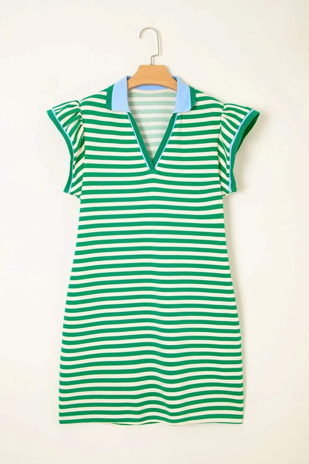 Stripe Collared Flutter Sleeve Mini Dress - MARIGOLD COLLECTIONS AUSTRALIA