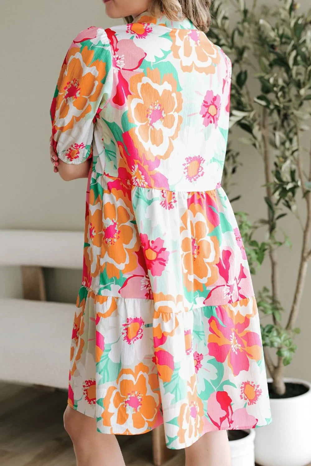 Floral Print Puff Sleeve Shirt Dress - MARIGOLD COLLECTIONS AUSTRALIA
