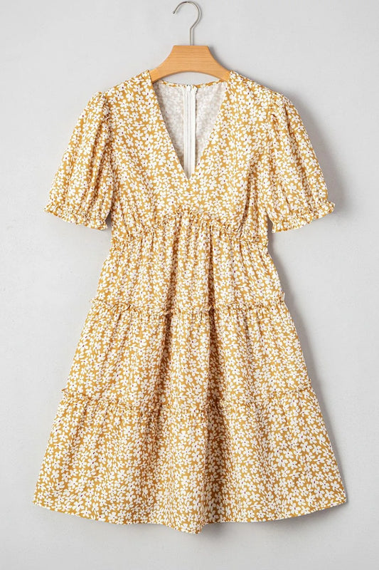 Daisy Floral Tiered Mini Dress Womens