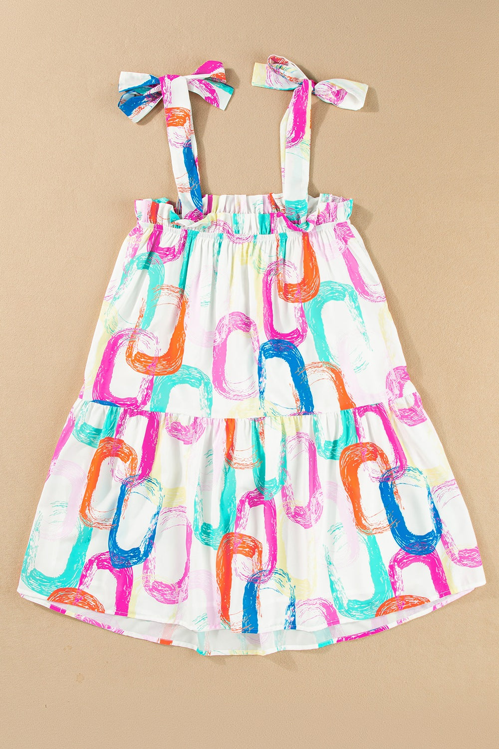 Rainbow Shoulder Tie Mini Dress - MARIGOLD 